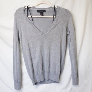 Forever 21 Deep V-Neck Sweater(Gray) Small